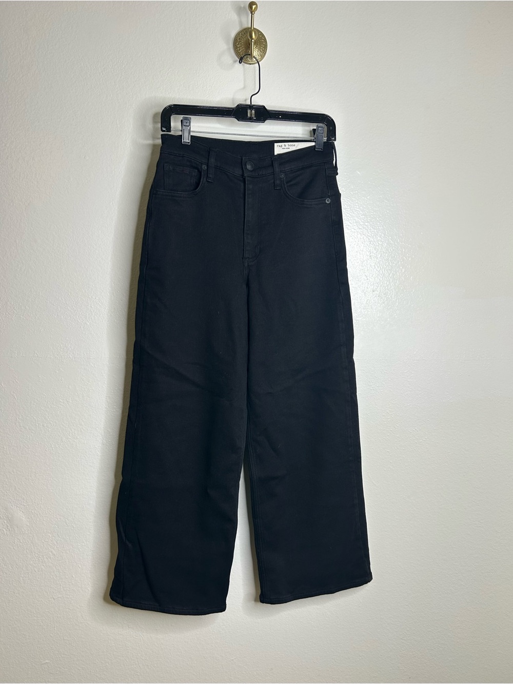 Rag & Bone Annie Wide Leg Ankle Length Jean in Black Size 26